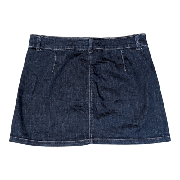 VANITY Button Fly Dark Wash Denim Stretch Mini Skirt - Picture 2 of 10